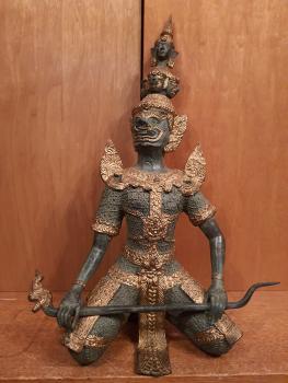 Bronze-Figur, Hanuman  - Thailand - Mitte 20. Jahrhundert