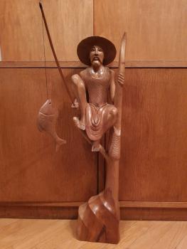 Holz-Figur, Angler  - Bali - Anfang 20. Jahrhundert
