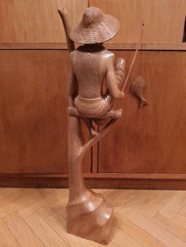 Holz-Figur, Angler  - Bali - Anfang 20. Jahrhundert