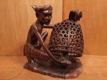 Holz-Figur, Geflügelzüchter  - Bali - Mitte 20. Jahrhundert