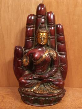 Bronze-Figur, Hand Buddhas  - Indien - Mitte 20. Jahrhundert