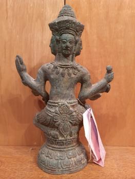 Bronze-Figur, Khmer Gott Brahma  - Kambodscha - 20. Jahrhundert