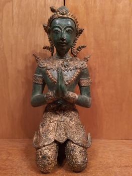 Bronze-Figur, Apsara im Gebet - Thailand - 2. Hälfte 20. Jahrhundert