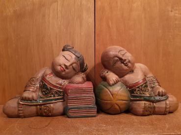 2 Figuren, Holz  - Thailand - 20. Jahrhundert