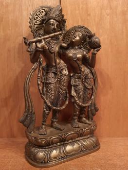 Messing-Figur, Krishna und Radha  - Indien - Mitte 20. Jahrhundert