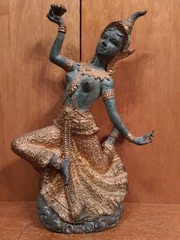 Bronze-Figur, Apsara im Tanz  - Thailand - Mitte 20. Jahrhundert