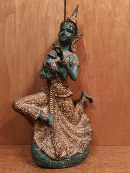 Bronze-Figur, Tempelmusikerin  - Thailand - Mitte 20. Jahrhundert