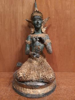 Bronze-Figur, Tempelmusikerin  - Thailand - Mitte 20. Jahrhundert