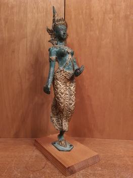 Bronze-Figur, Tempeltänzerin  -Thailand -  Mitte 20. Jahrhundert