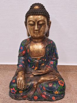 Buddha-Bronze, Cloisonné  - China - Mitte 20. Jahrhundert