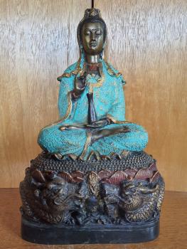 Bronze-Figur, Göttin Guan Yin  - China - 2. Hälfte 20. Jahrhundert