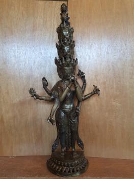 Bronze-Figur, Gottheit Avalokiteshvara  - Tibet - Mitte 20. Jahrhundert