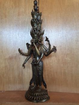 Bronze-Figur, Gottheit Avalokiteshvara  - Tibet - Mitte 20. Jahrhundert