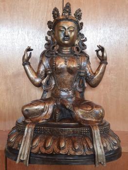 Bronze-Figur, Grüne Tara  - Tibet - Um 1900