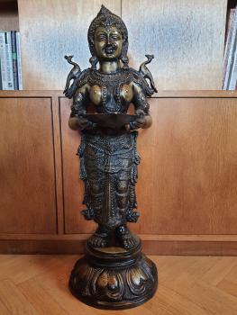 Bronze-Figur, Göttin Lakshmi  - Indien - Mitte 20. Jahrhundert