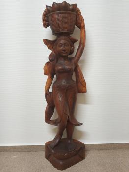 Holz-Figur, Markthändlerin  - Bali - Mitte 20. Jahrhundert