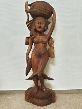 Holz-Figur, (101cm) Markthändlerin  - Bali - Mitte 20. Jahrhundert