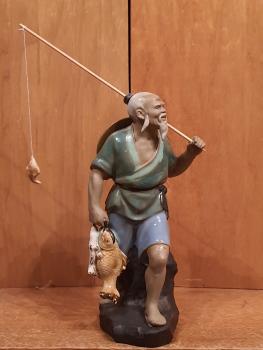 Keramik-Figur, Angler  - China - 20. Jahrhundert