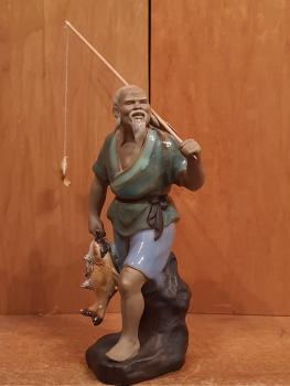 Keramik-Figur, Angler  - China - 20. Jahrhundert