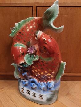 Porzellan-Figur, (53cm) Koi Karpfen  -  China -  20. Jahrhundert
