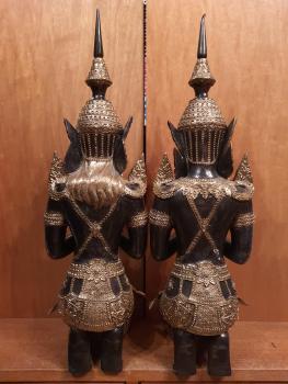 2 Bronze-Figuren, (59,5cm) Teppanome  - Thailand - Mitte 20. Jahrhundert