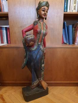 Holz-Figur, (102cm) Festtracht  - Thailand - 20. Jahrhundert