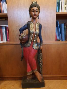 Holz-Figur, (102cm) Festtracht  - Thailand - 20. Jahrhundert