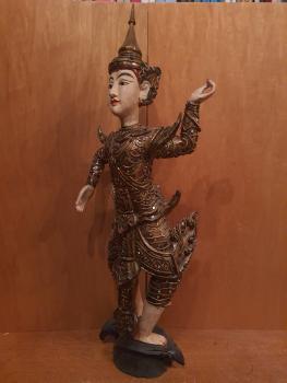 Holz-Figur, Tempeltänzer  - Thailand - Mitte 20. Jahrhundert