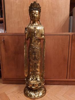 Messing-Figur, (80cm) Guan Yin - China - Mitte 20. Jahrhundert