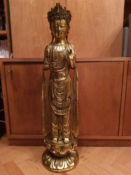 Messing-Figur, (80cm) Guan Yin - China - Mitte 20. Jahrhundert