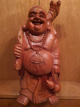 Holz-Figur, Happy Buddha  - China - Ende 20. Jahrhundert