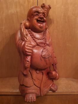 Holz-Figur, Happy Buddha  - China - Ende 20. Jahrhundert
