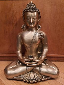 Buddha-Figur, Messing  - Indien - 1. Hälfte 20. Jahrhundert
