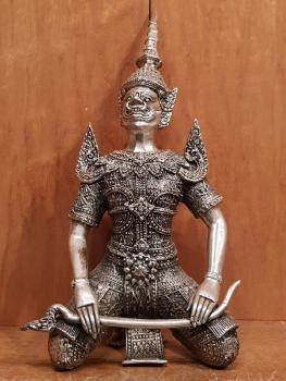 Versilberte Bronze-Figur, Hanuman  - Thailand - Ende 20. Jahrhundert