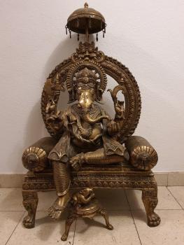 Bronze-Figur, Gottheit Ganesha  - Indien - 20. Jahrhundert