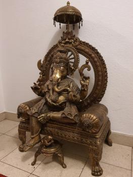 Bronze-Figur, Gottheit Ganesha  - Indien - 20. Jahrhundert