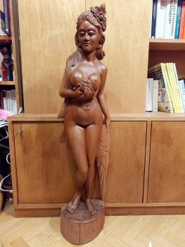 Holz-Figur, barbusige Schönheit  - Bali -  Mitte 20. Jahrhundert