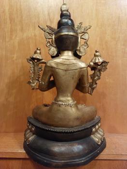 Bronze-Figur, Weiße Tara  - Nepal - Mitte 20. Jahrhundert
