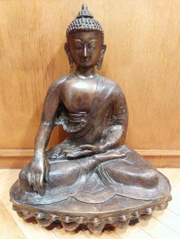 Buddha-Figur, (50cm) Bronze  - Tibet - Mitte 20. Jahrhundert