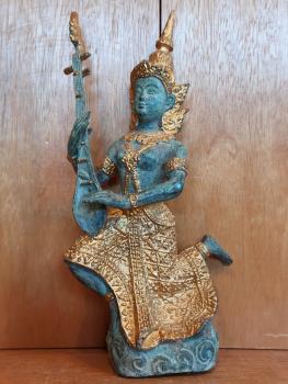 Bronze-Figur, Musizierender Teppanom  - Thailand - 20. Jahrhundert