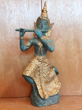 Bronze-Figur, Musizierender Teppanom  - Thailand - 20. Jahrhundert