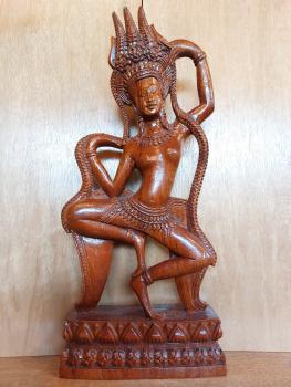 Holz-Figur, Khmer Göttin  - Kambodscha - 20. Jahrhundert