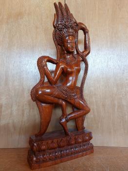 Holz-Figur, Khmer Göttin  - Kambodscha - 20. Jahrhundert