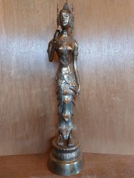 Messing-Figur, (59cm) Tempelwächterin  - Thailand - 2. Hälfte 20. Jahrhundert