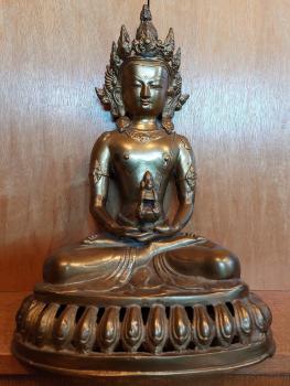 Messing-Figur, Buddha Amitayus  - Tibet - 20. Jahrhundert