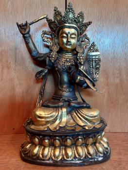 Bronze-Figur, Buddha Manjushri  - Tibet - 1. Hälfte 20. Jahrhundert