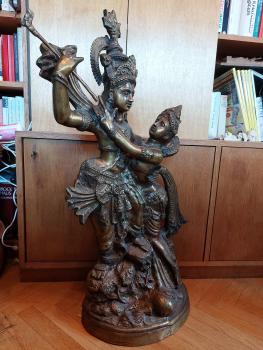 Bronze-Statue, Radha und Krishna (88cm) - Indien - Mitte 20. Jahrhundert