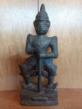 Metall-Figur, Tempelwächter Thao Wessuwan  - Thailand - um 1900