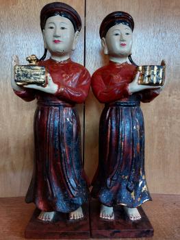 2 Holz-Figuren  - Vietnam od. China -