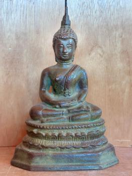 Bronze-Figur, kleiner Buddha  - Thailand - Mitte 20. Jahrhundert